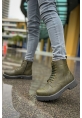 MirgeShoes Haki Bağcıklı Erkek Military Bot Yüksek Kalın GRİ Taban MRG0106002327
