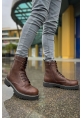 MirgeShoes Kahve Bağcıklı Erkek Military Bot Yüksek Kalın GRİ Taban MRG0106002327