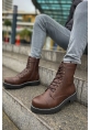 MirgeShoes Kahve Bağcıklı Erkek Military Bot Yüksek Kalın GRİ Taban MRG0106002327