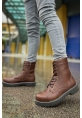MirgeShoes Kahve Bağcıklı Erkek Military Bot Yüksek Kalın GRİ Taban MRG0106002327
