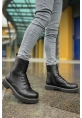MirgeShoes Mat Siyah Bağcıklı Erkek Military Bot Yüksek Kalın SYH Taban MRG0106002327
