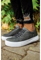 MirgeShoes Antrasit Bağcıklı Unisex Casual Spor Ayakkabı Düz Model Kalın BYZ Taban MRG010602333