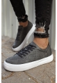 MirgeShoes Antrasit Bağcıklı Unisex Casual Spor Ayakkabı Düz Model Kalın BYZ Taban MRG010602333