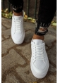 MirgeShoes Beyaz Bağcıklı Unisex Casual Spor Ayakkabı Düz Model Kalın BYZ Taban MRG010602333