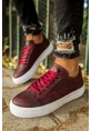MirgeShoes Bordo Bağcıklı Unisex Casual Spor Ayakkabı Düz Model Kalın BYZ Taban MRG010602333