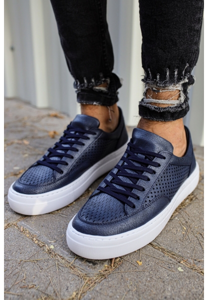 MirgeShoes Lacivert Bağcıklı Unisex Casual Spor Ayakkabı Düz Model Kalın BYZ Taban MRG010602333