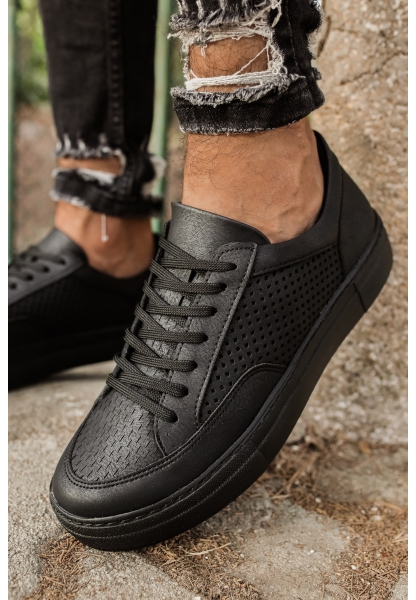 MirgeShoes Siyah Bağcıklı Unisex Casual Spor Ayakkabı Düz Model Kalın SYH Taban MRG010602333
