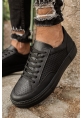 MirgeShoes Siyah Bağcıklı Unisex Casual Spor Ayakkabı Düz Model Kalın SYH Taban MRG010602333