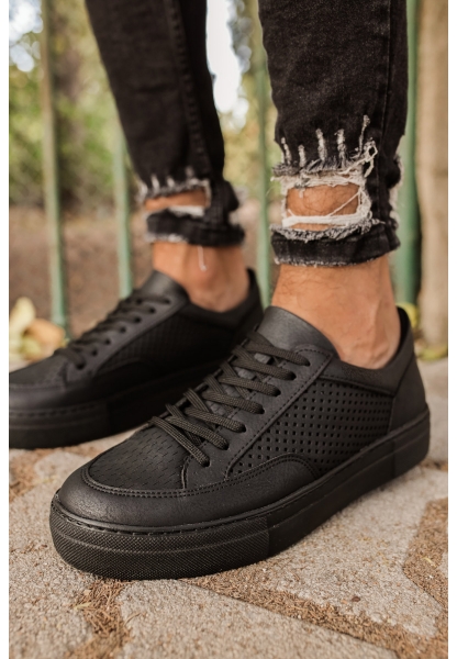 MirgeShoes Siyah Bağcıklı Unisex Casual Spor Ayakkabı Düz Model Kalın SYH Taban MRG010602333
