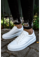 MirgeShoes Beyaz Bağcıklı Erkek Klasik Casual Ayakkabı Yüksek Kalın BYZ Taban MRG010602335