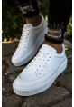 MirgeShoes Beyaz Bağcıklı Erkek Klasik Casual Ayakkabı Yüksek Kalın BYZ Taban MRG010602335