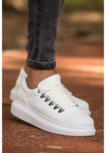 MirgeShoes Beyaz Çengel Bağcıklı Unisex Casual Ayakkabı Tarz Kalın BYZ Taban MRG01062339