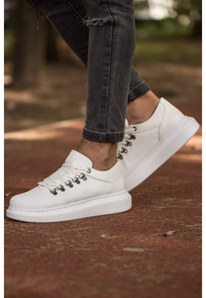 MirgeShoes Beyaz Çengel Bağcıklı Unisex Casual Ayakkabı Tarz Kalın BYZ Taban MRG01062339
