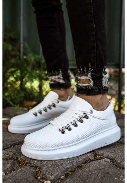 MirgeShoes Beyaz Çengel Bağcıklı Unisex Casual Ayakkabı Tarz Kalın BYZ Taban MRG01062339