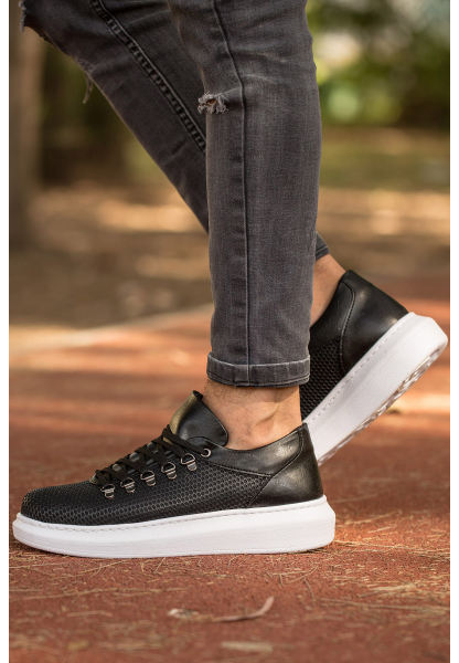 MirgeShoes Siyah Çengel Bağcıklı Unisex Casual Ayakkabı Tarz Kalın BYZ Taban MRG01062339