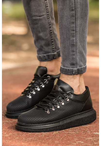 MirgeShoes Siyah Çengel Bağcıklı Unisex Casual Ayakkabı Tarz Kalın SYH Taban MRG01062339