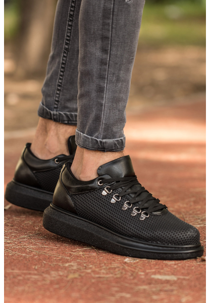 MirgeShoes Siyah Çengel Bağcıklı Unisex Casual Ayakkabı Tarz Kalın SYH Taban MRG01062339