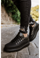 MirgeShoes Siyah Çengel Bağcıklı Unisex Casual Ayakkabı Tarz Kalın SYH Taban MRG01062339