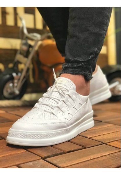 MirgeShoes Beyaz Bağcıklı Unisex Casual Ayakkabı Modelli Kalın BYZ Taban MRG010602358