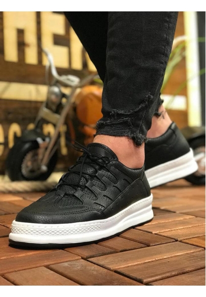 MirgeShoes Siyah Bağcıklı Unisex Casual Ayakkabı Modelli Kalın BYZ Taban MRG010602358