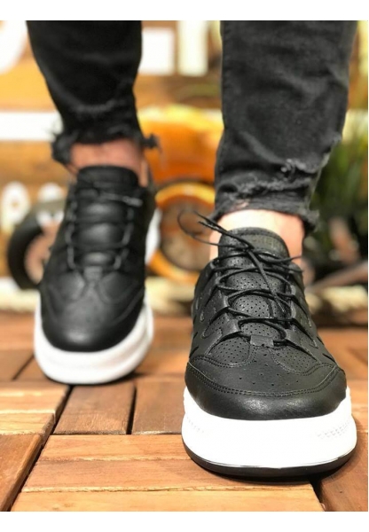MirgeShoes Siyah Bağcıklı Unisex Casual Ayakkabı Modelli Kalın BYZ Taban MRG010602358