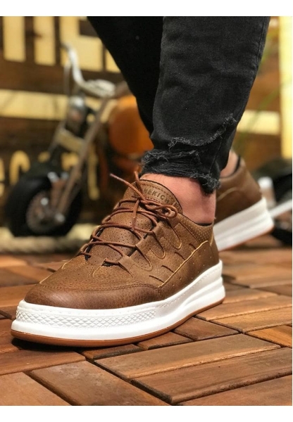 MirgeShoes Taba Bağcıklı Unisex Casual Ayakkabı Modelli Kalın BYZ Taban MRG010602358