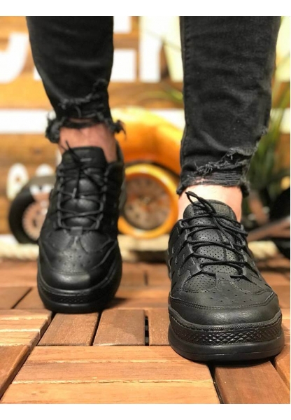 MirgeShoes Siyah Bağcıklı Unisex Casual Ayakkabı Modelli Kalın SYH Taban MRG010602358