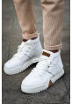 MirgeShoes Beyaz Bağcıklı Erkek Yarım Bilek Bot Modelli Kalın BYZ Taban MRG010602375