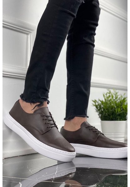 MirgeShoes Kahve Bağcıklı Erkek Loafer Ayakkabı Kalın BYZ Taban MRG010602379