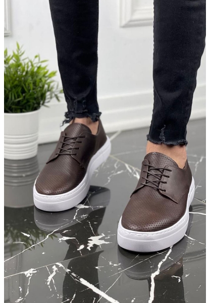 MirgeShoes Kahve Bağcıklı Erkek Loafer Ayakkabı Kalın BYZ Taban MRG010602379