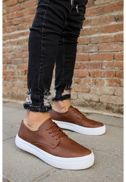 MirgeShoes Taba Bağcıklı Erkek Loafer Ayakkabı Kalın BYZ Taban MRG010602379