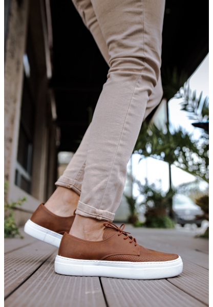 MirgeShoes Taba Bağcıklı Erkek Loafer Ayakkabı Kalın BYZ Taban MRG010602379