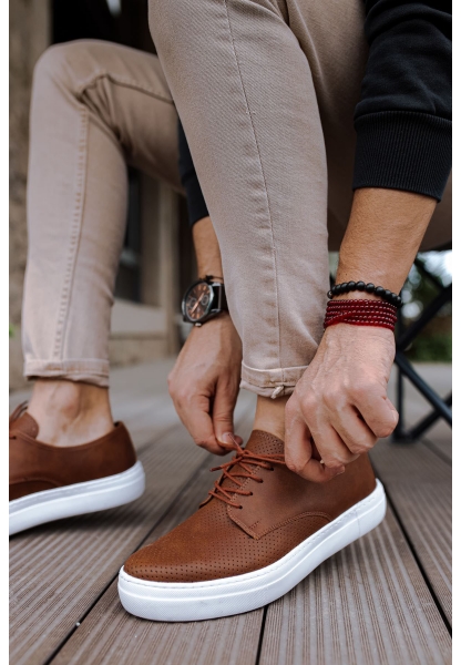 MirgeShoes Taba Bağcıklı Erkek Loafer Ayakkabı Kalın BYZ Taban MRG010602379