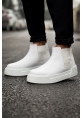 MirgeShoes Beyaz Bağcıksız Erkek Chelsea Bot Lastikli Kalın BYZ Taban MRG010602387