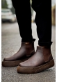MirgeShoes Kahve Bağcıksız Erkek Chelsea Bot Lastikli Kalın KHV Taban MRG010602387