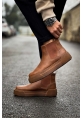 MirgeShoes Taba Bağcıksız Erkek Chelsea Bot Lastikli Kalın TB Taban MRG010602387