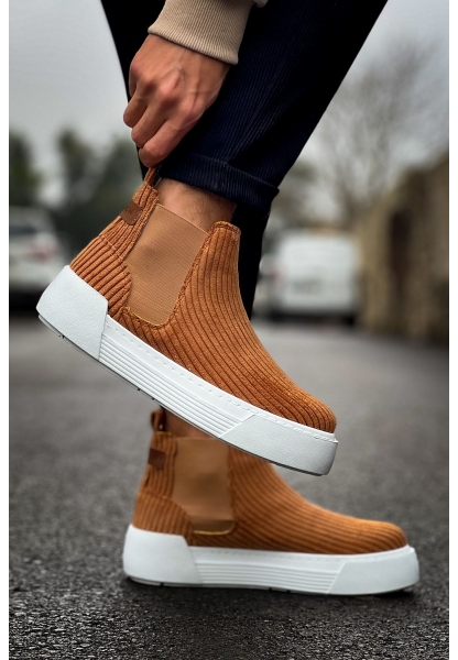 MirgeShoes Taba Bağcıksız Erkek Chelsea Bot Lastikli Kalın BYZ Taban MRG010602387