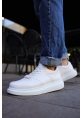 MirgeShoes Beyaz Bağcıklı Erkek Spor Ayakkabı Kalın BYZ Taban MRG01062391