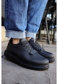 MirgeShoes Siyah Bağcıklı Erkek Spor Ayakkabı Kalın SYH Taban MRG01062391