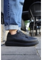 MirgeShoes Siyah Bağcıklı Erkek Spor Ayakkabı Kalın SYH Taban MRG01062391