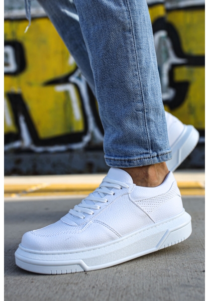 MirgeShoes Beyaz Bağcıklı Unisex Casual Ayakkabı Modelli Kalın BYZ Taban MRG010602393