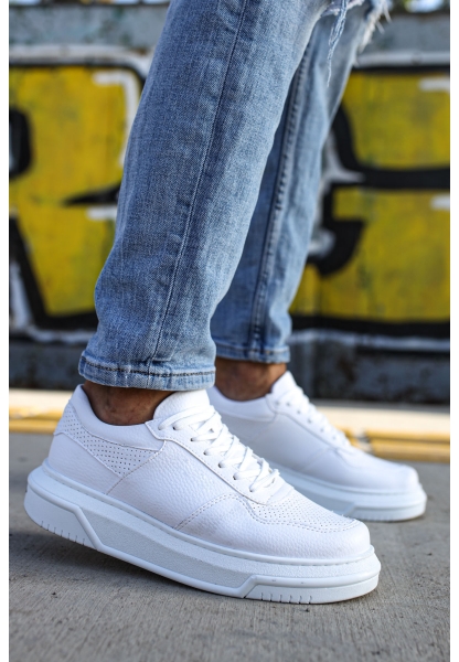MirgeShoes Beyaz Bağcıklı Unisex Casual Ayakkabı Modelli Kalın BYZ Taban MRG010602393