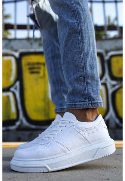 MirgeShoes Beyaz Bağcıklı Unisex Casual Ayakkabı Modelli Kalın BYZ Taban MRG010602393
