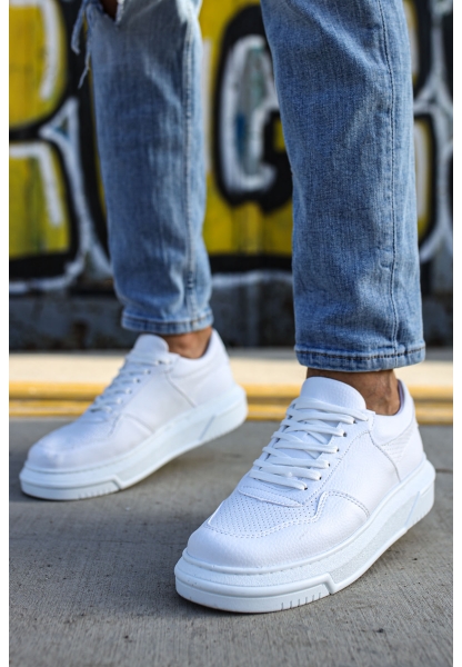 MirgeShoes Beyaz Bağcıklı Unisex Casual Ayakkabı Modelli Kalın BYZ Taban MRG010602393