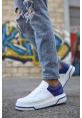 MirgeShoes Beyaz-Mavi Bağcıklı Unisex Casual Ayakkabı Modelli Kalın BYZ Taban MRG010602393