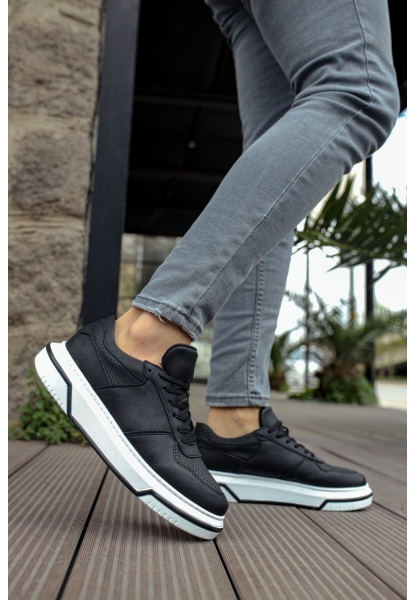 MirgeShoes Siyah Bağcıklı Unisex Casual Ayakkabı Modelli Kalın BYZ Taban MRG010602393