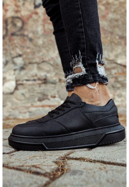 MirgeShoes Siyah Bağcıklı Unisex Casual Ayakkabı Modelli Kalın SYH Taban MRG010602393