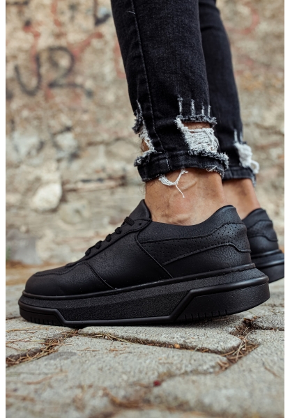 MirgeShoes Siyah Bağcıklı Unisex Casual Ayakkabı Modelli Kalın SYH Taban MRG010602393