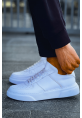MirgeShoes Beyaz Bağcıklı Erkek Spor Ayakkabı Düz Model Kalın BYZ Taban MRG010602405