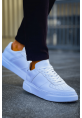 MirgeShoes Beyaz Bağcıklı Erkek Spor Ayakkabı Düz Model Kalın BYZ Taban MRG010602405